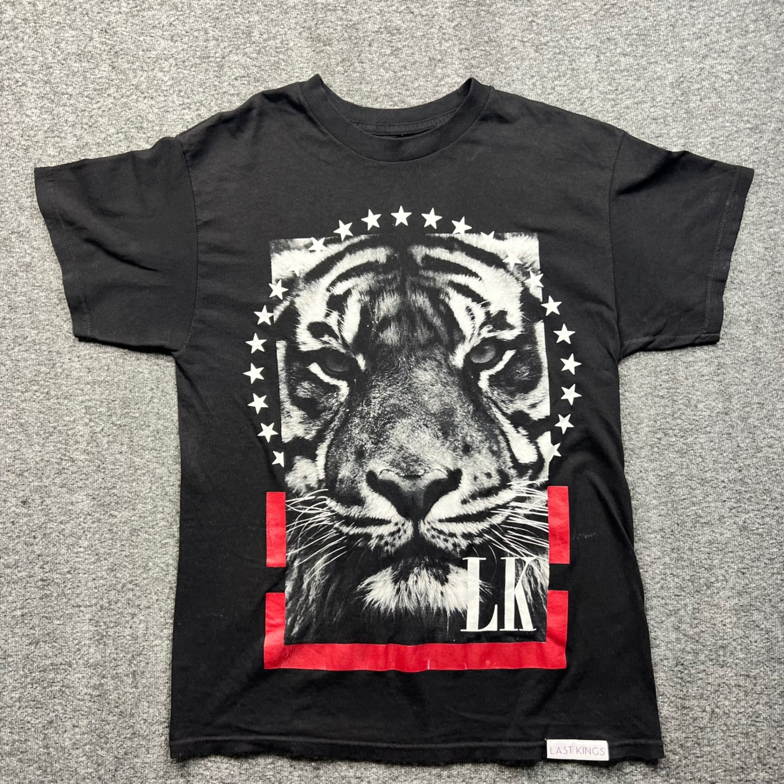 Last Kings T-Shirt Mens Medium Black Tiger Graphic Stars Lk Logo Short Sleeve
